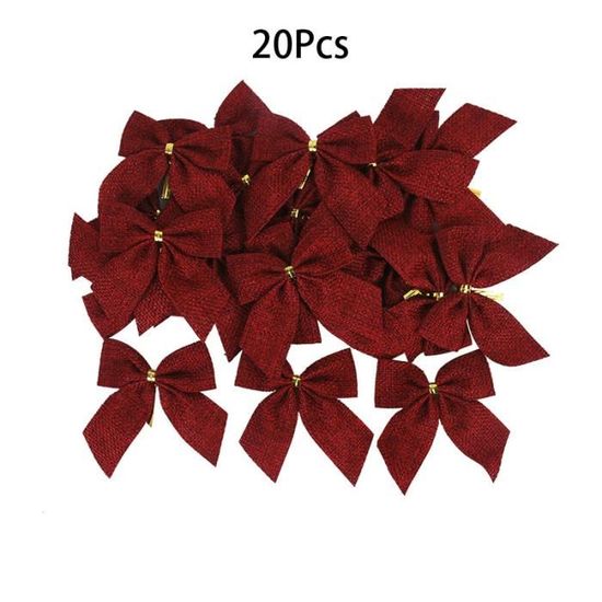 12 Nœuds De Noël Pailletés Avec Fil Métallique - Rouge Et Or, 5x5 Cm, Pour Sapin, Cadeaux, Couronne De Porte - 5
