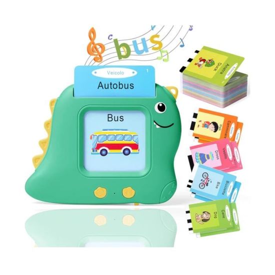 Talking Flash Cards Giocattoli per l'apprendimento per i più Piccoli 1 2 3 4 5 6 Anni, 112 Fogli 224 Inglese Parole, risorsa di apprendimento prescolare Giocattolo interattivo elettronico Regalo Blu