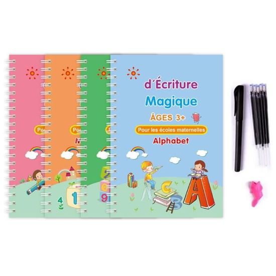 Dessin - Graphisme,Livre d'écriture magique réutilisable pour enfants,4  livres + stylo,cahier de pratique magique - Type WHITE - Cdiscount  Beaux-Arts et Loisirs créatifs