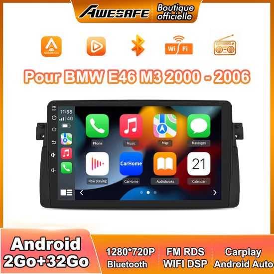 Autoradio Android 13 Pour BMW E46 – 7 Pouces, 6Go+128Go, CarPlay/Android Auto – GPS, WiFi, Bluetooth