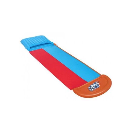 Toboggan Aquatique Double Piste 600 Cm | Avec 2 Bodyboards | Arroseur Intégré | Géant Pour Jardin | Course à Deux | Vert Et Jaune