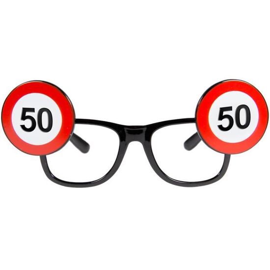 Serviettes Anniversaire 50 Ans - 20 Pièces 33x33cm - Motif Panneau Signalisation - Rouge Et Blanc