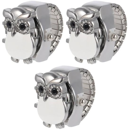 Montre Bague Hibou Noir