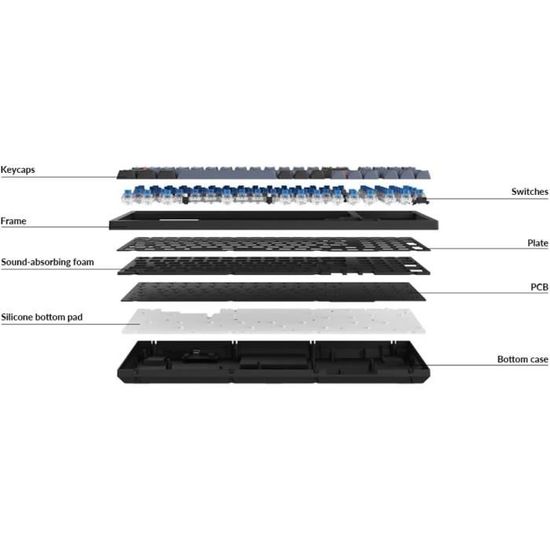 60% Clavier De Jeu Mécanique Câblé-Sans Fil Bluetooth 5.0 Keyboard À