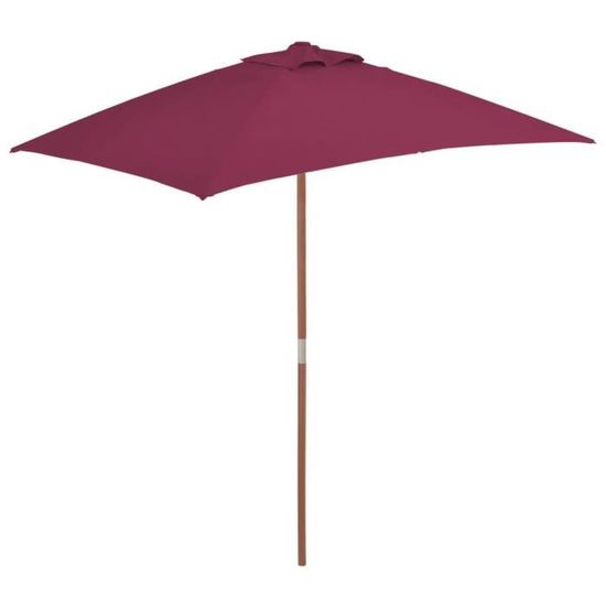 Homgeek Parasol Rectangulaire | Parasol de Jardin | Parasol d'extérieur | Parasol Balcon avec Mât en Bois 150 x 200 cm Bordeaux