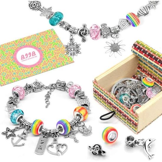 DAOUZL Bracelet Making Kits,Kit Creatif Enfant,Ensemble De Bricolage,Cadeaux Anniversaire Pour Fille,Enfant Jouet Bijoux,DIY Kit Activité Manuelle Creatifs,Loisirs Créatifs Fille 5 6 7 8 9 10 Ans