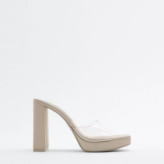 Sandales Schutz à Talon Aiguille 10,5 Cm - Taille 37, Cuir Beige, Décor Strass Et Nœud, état Parfait
