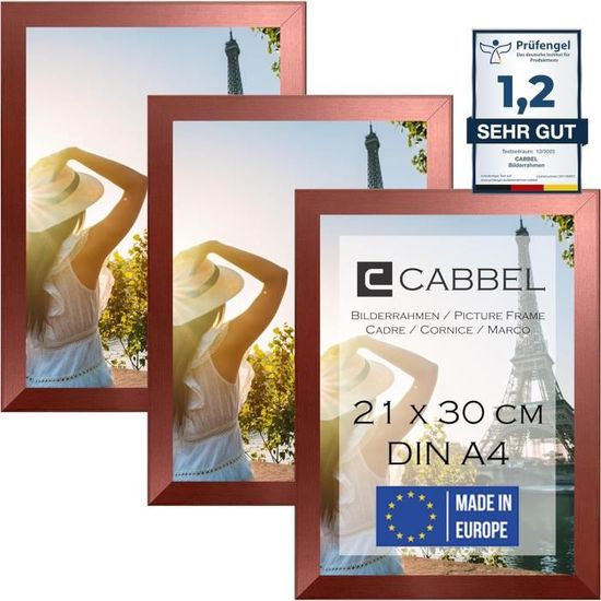 2 Cadres Photo A4 21x30cm CABBEL - MDF Avec Verre Plexi - Fabriqué En UE - Moderne