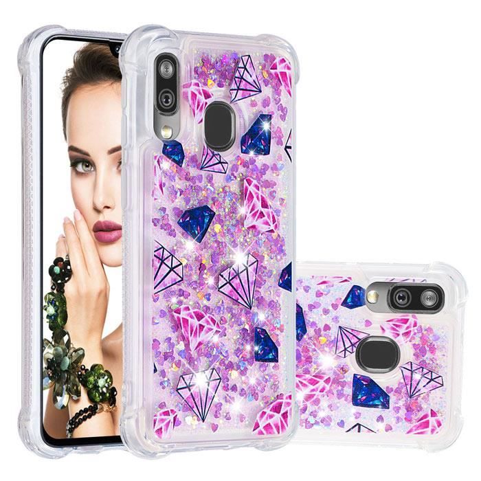 Coque Samsung Galaxy A40, Transparente Silicone Souple Cristal Diamant Liquide Paillette Ultra-fin Élégante