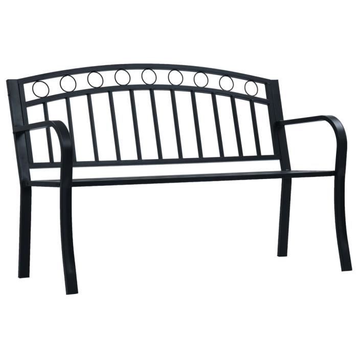 Banc de jardin 125 cm Noir Acier Poids:11,9