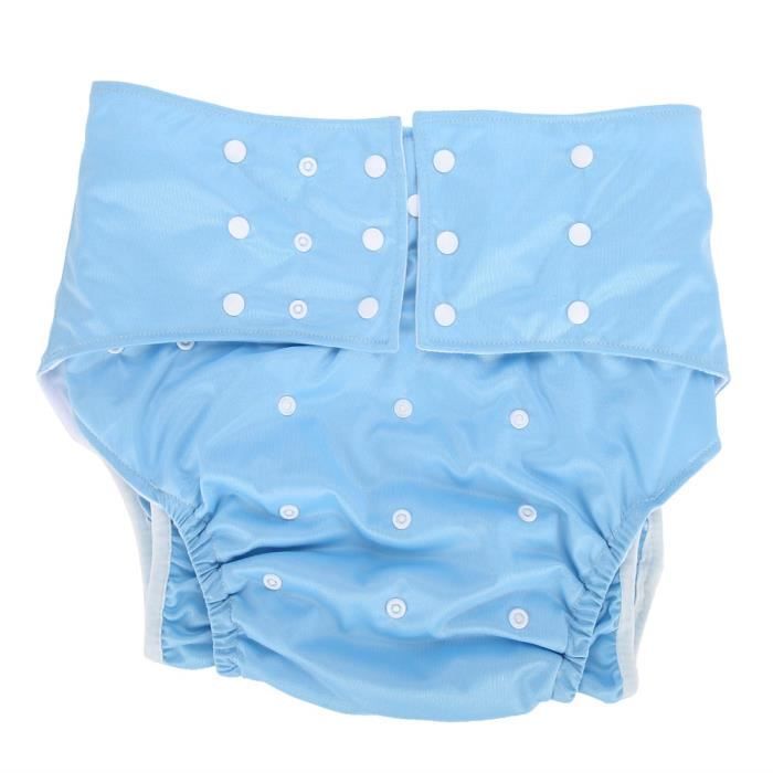 QL Housse pour couches lavables pour adultes, couche-culotte réutilisable réglable bleu clair
