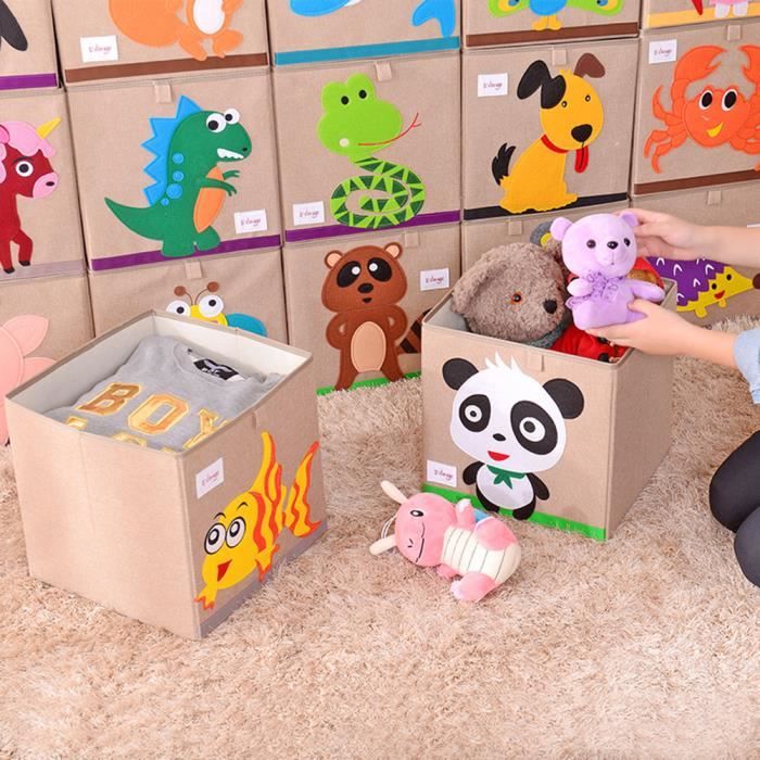 Boîte de rangement pour enfants Jouets motif de Panda Organisateur de cubes de rangement en tissu écologiques