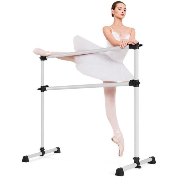 COSTWAY Double Barre de Danse Classique Barre de Gymnastique Hauteur Réglable 123x119CM Pose Libre Diamètre de Barre de 38MM