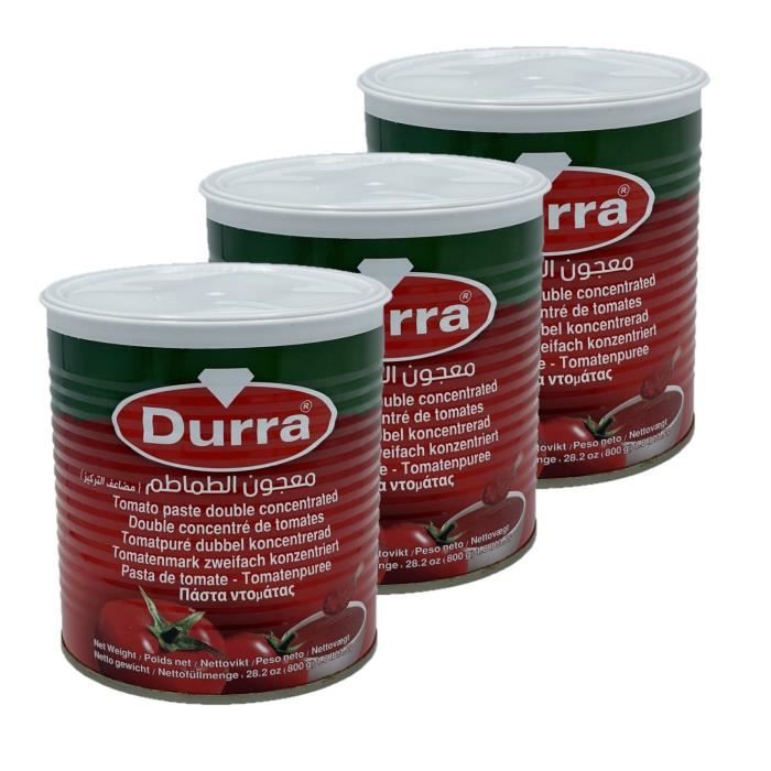 Durra - Lot 3x Concentré de tomate - Boîte 800g