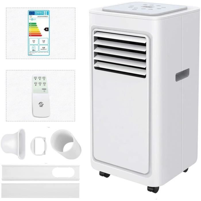 Famgizmo Climatiseur Portable, 7000 BTU Climatiseur Mobile, Refroidissement, Ventilateur, Déshumidificateur, Mode Veille, Set Iso75