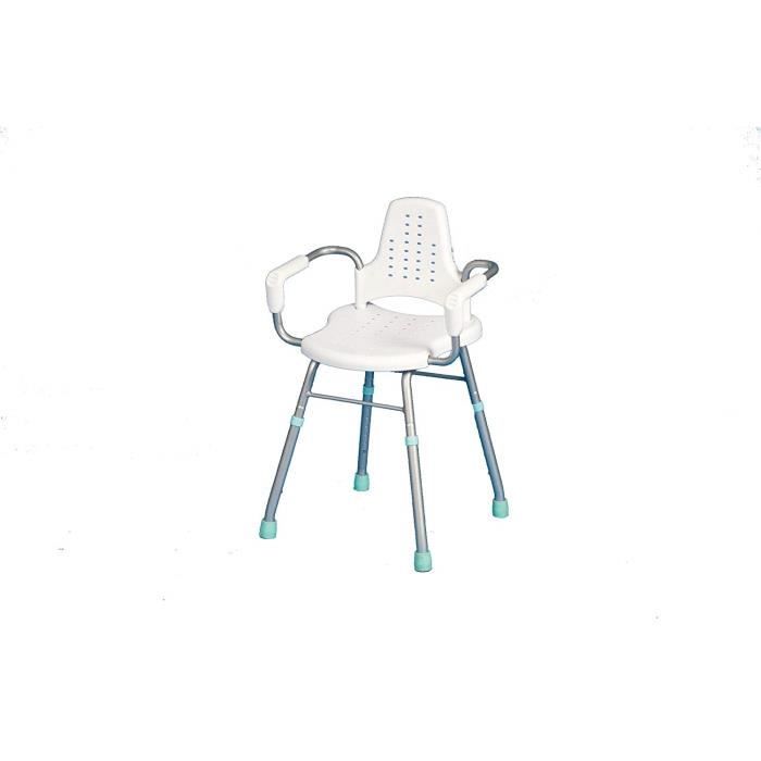Nottingham Rehab Supplies Chaise de douche Prima en aluminium réglable en hauteur avec accoudoirs et dossier