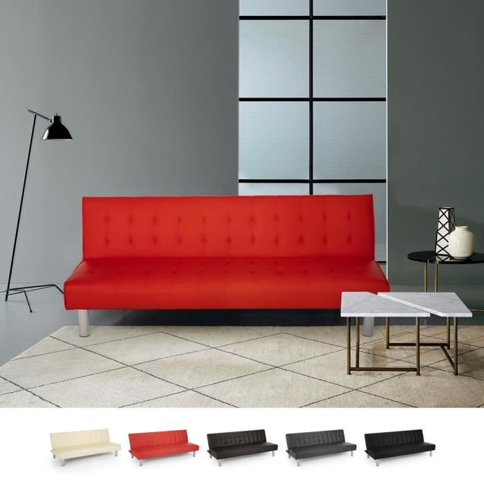 Canapé droit 2 places Rouge Cuir Pas cher Moderne Confort