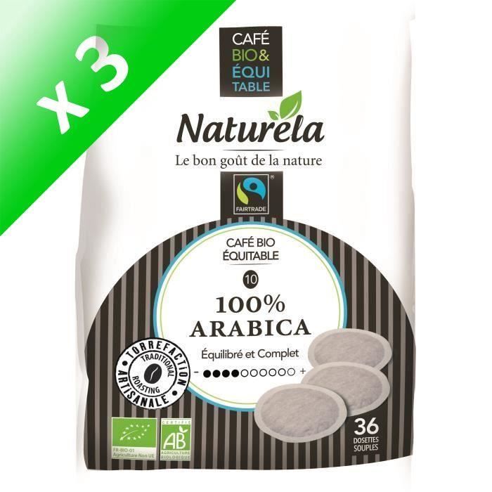 Naturela Café Dosettes Souples 100% Arabica Équitable x5 n° 5 Bio (Lot de 3)