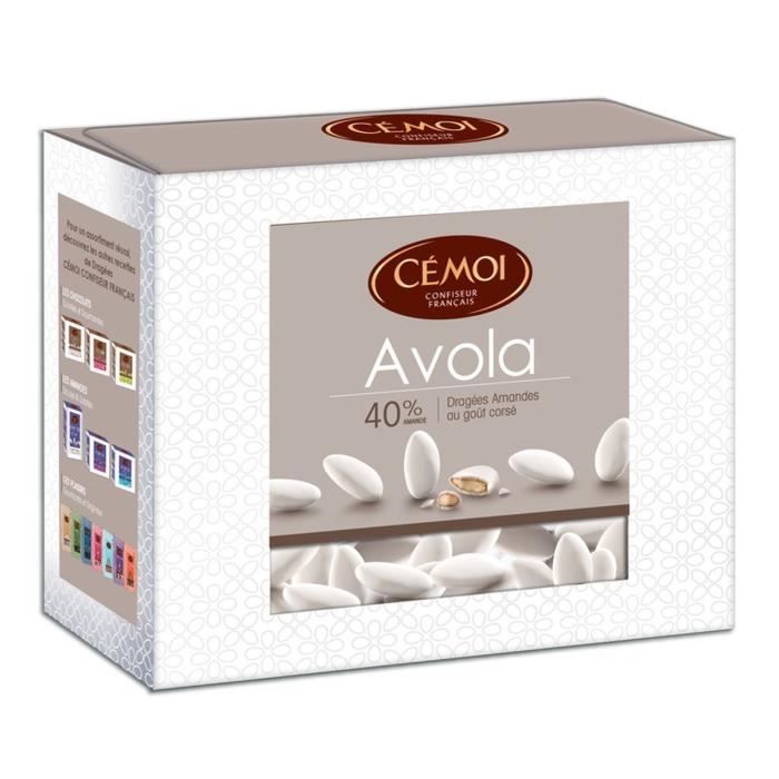 CEMOI Boîte Dragées Avola Blanche 40 % - 375 g