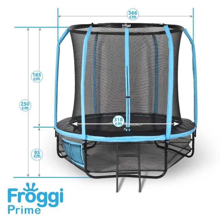 Trampoline d'extérieur FROGGI PRIME - 427cm Norme CE & GS - Structure garantie 5 ans Charge max : 150 kg