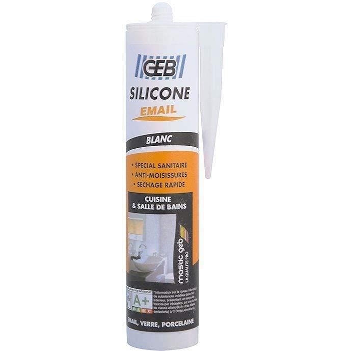 Mastic sanitaire - silicone pour émail - blanc - 280 mL