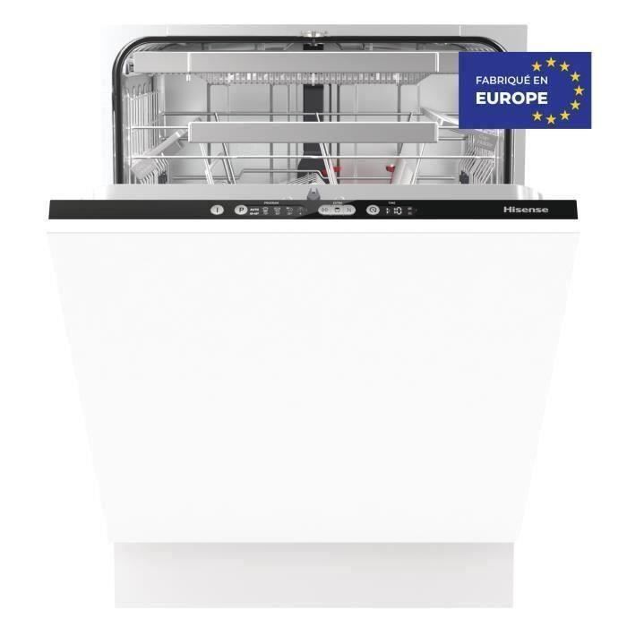 Lave-vaisselle encastrable HISENSE HV6131 - 16 couverts - Largeur 60 cm - Programme rapide 20 min - Ouverture auto - Cuve inox - Classe A+++ - 45 dB - Bandeau blanc
