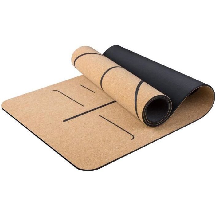 Tapis de Yoga Dessus en Bois de Liège Naturel 100% Tapis d'exercice Ecologique Haute Densité pour Pilates, Fitness et Entraînement