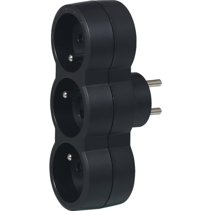 LEGRAND Fiche multiprise 16 A 3x2 P+T 3 sorties frontales noir