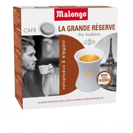 MALONGO Expresso La Grande Réserve - 16 dosettes de café Compatibles 123 spresso