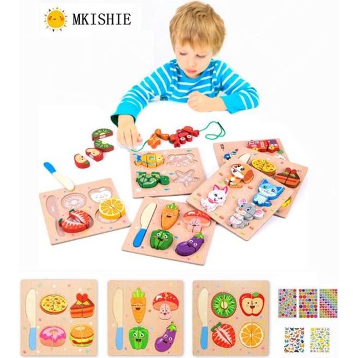 Puzzle en Bois Enfant, Jouet Bébé Jouet Montessori pour 2 3 4 Ans, Jeux pour Garçon Fille Anniversaire Noël Cadeau
