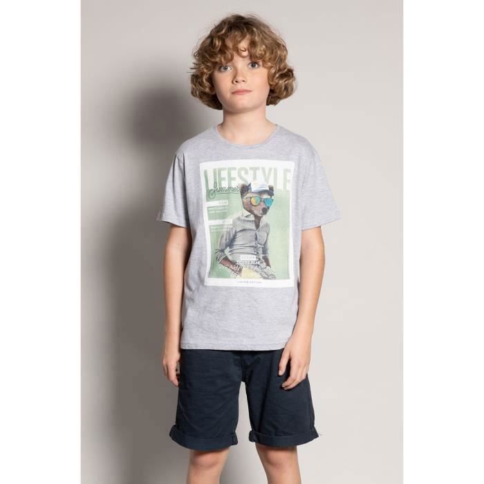 DEELUXE T-shirt photo animal TEDDEE Light Grey Mel