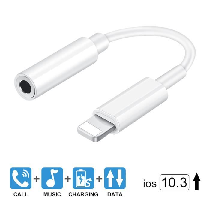 Adaptateur Pour Embout Lightning Vers Prise Jack 3.5Mm - Blanc
