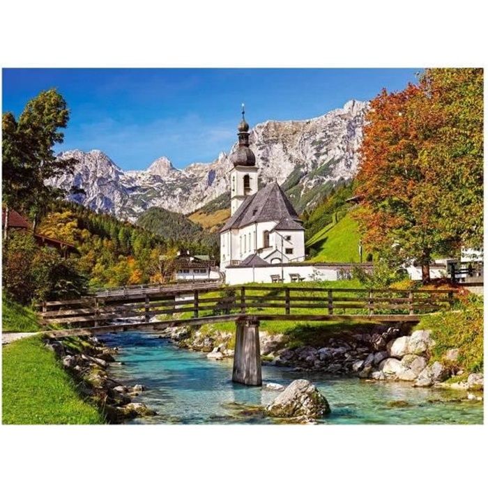 Puzzle Adulte 3000 Pieces Paysage de montagne et Ruisseau - Collection Ville Et Pays : Ramsau En Allemagne