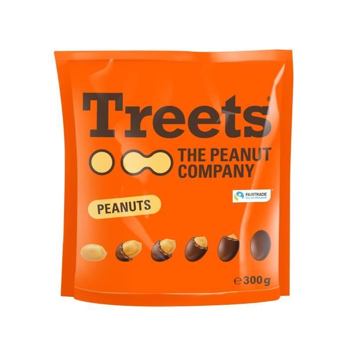 TREETS Bonbons cacahuètes entières enrobées chocolat lait - 300 g