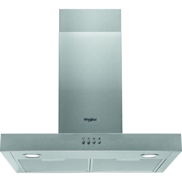 SHOT CASE - WHIRLPOOL AKR558-3IX Hotte cheminée - Evacuation ou recyclage - 432 m3 air - h max - 65 dB(A) max - 3 vitesses - L 60 cm