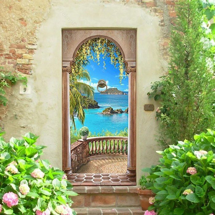 Autocollant Porte Trompe-l'œil Forêt D'Automne 3D – 77x200 Cm, Décoration Murale Réaliste Et Facile à Poser