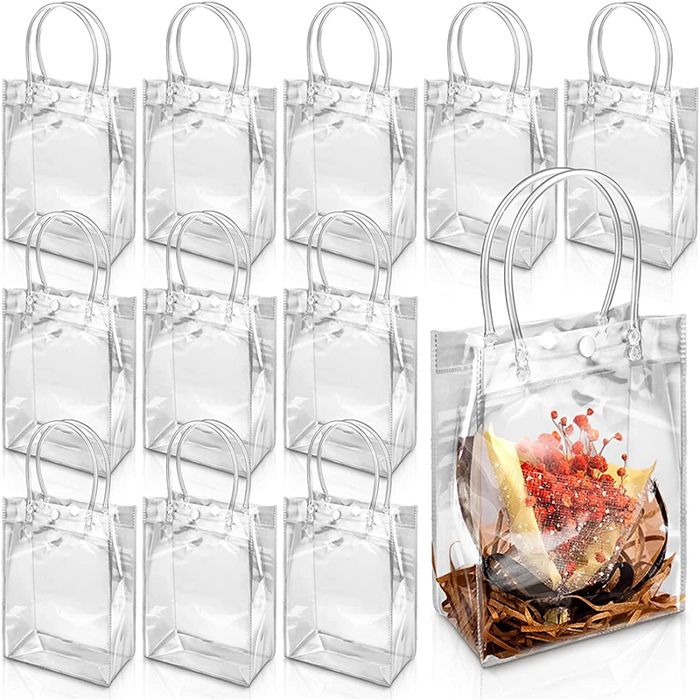 50 sachets cadeaux transparents, sacs de shopping, utilisés pour l'emballage des bonbons et des cadeaux de mariage (13×7×15cm)