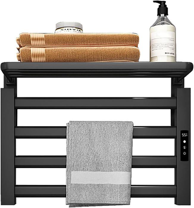 Sèche-serviettes électrique Mural 80W - Chauffe Rapide, Thermostat 55°C, Design Blanc Minimaliste Pour Salle De Bain