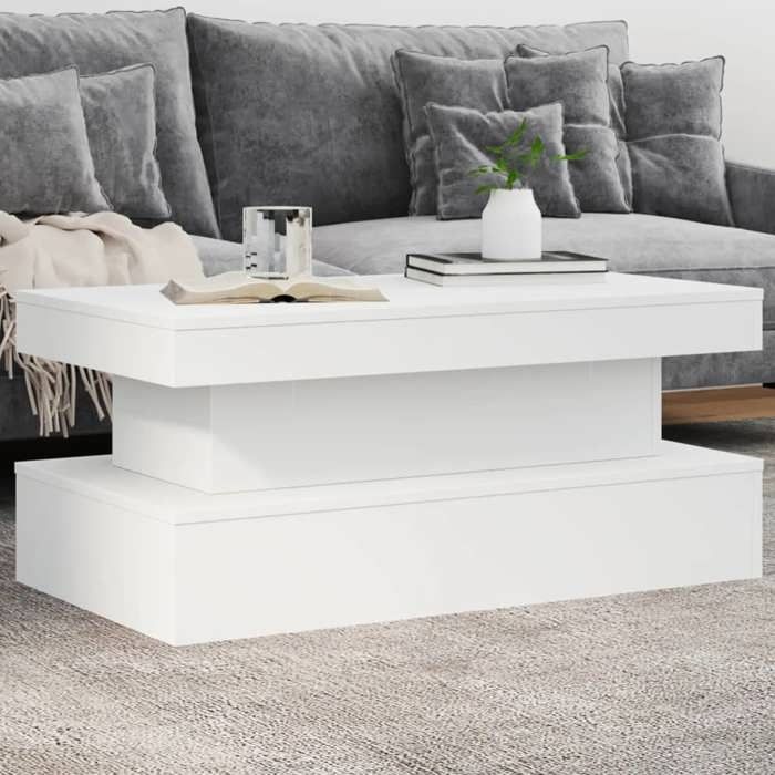 vidaXL Table Basse avec Lumières LED Bout de Canapé Table dAppoint Meuble de Salon Salle de Séjour Maison Intérieur 839847