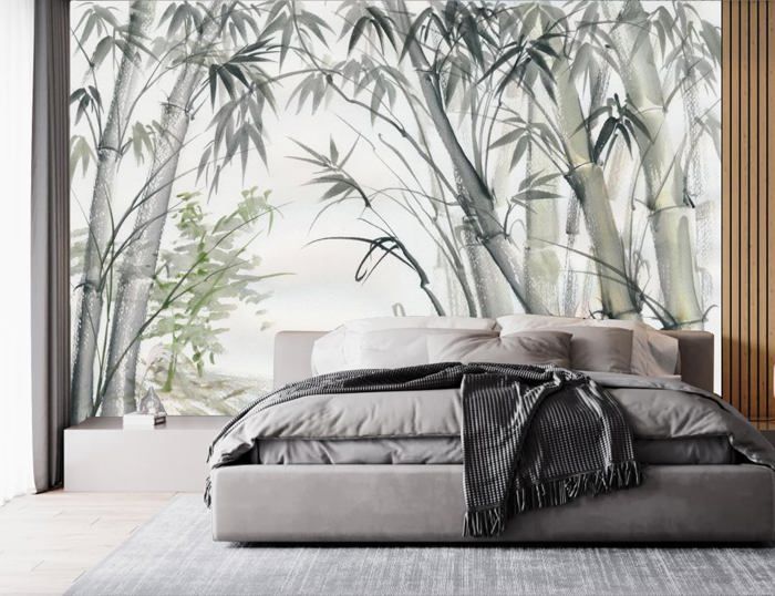 3D Papier Peint Panoramique Nature Soie Tropicale,400x280cm Encre Vert ...