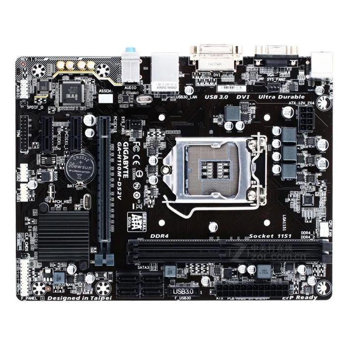 Carte mère GIGABYTE H110M-DS2V Intel H110 Socket LGA1151 2xDDR4 SDRAM 32GB Micro ATX - Gigabyte
