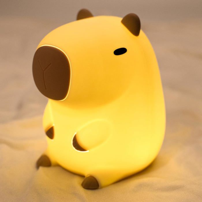 Kichistin Capybara Veilleuse Pour Enfants, Lampe Capybara USB En Silicone Avec Luminosité Réglable, Veilleuse Tactile Pour Chambre D'enfant Avec Minuterie De 20 Minutes, Décoration De Chambre
