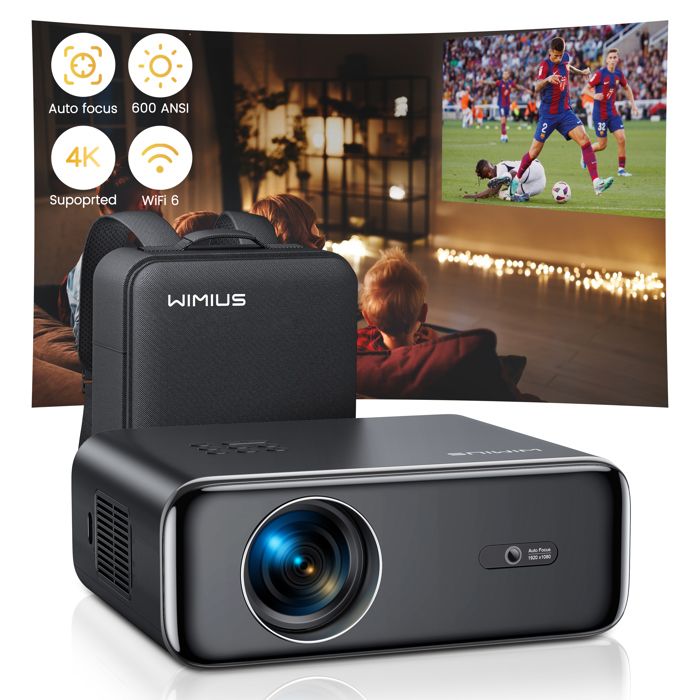 Vidéoprojecteur 4K WiFi Bluetooth WiMiUS K9 - Certifié Netflix Dolby - Auto Focus, 30000 Lumens