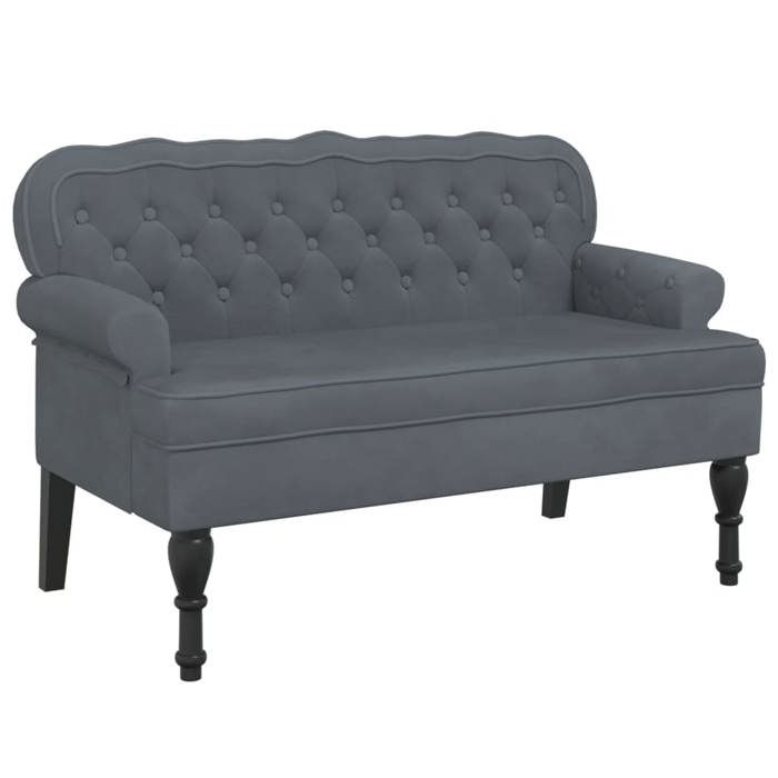 Banc - UU - avec dossier gris foncé - 1195x645x75 cm velours LL238511