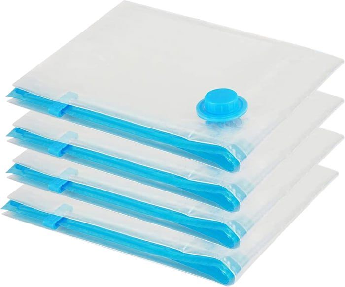 Lot de 4 sacs de rangement sous vide peu encombrants (100 x 80 cm) pour literie vêtements couettes couvertures