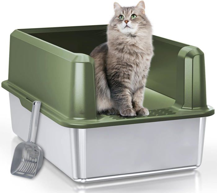 Meilleurs prix pour Bac A Litiere Pour Chat, Xxl-1.4301-Bac À Litière En Acier Inoxydable, Toilette Pour Grand Chat Et Grand Lapin - Ne Colle Pas Aux