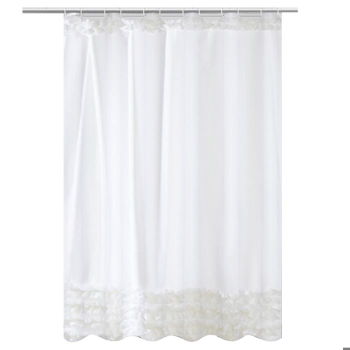 Rideau de douche à volants à motif floral pour salle de bain décoration blanche