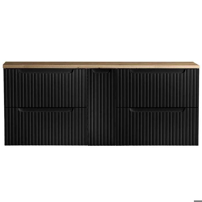 Meuble sous lavabo Newport 141 x 60 x 40 cm noir effet chêne Meuble sous lavabo Newport 141 x 60 x 40 cm noir effet chêne
