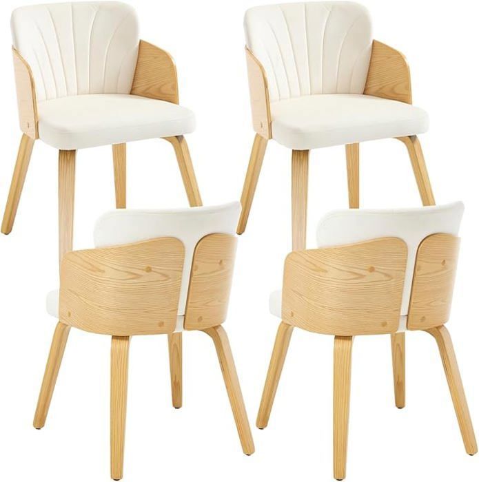 Chairus Chaise de Salle à Manger Lot de 4 Chaise salle à Manger en Bois Chaise de Cuisine avec Dossier pour Salon Velours Beige