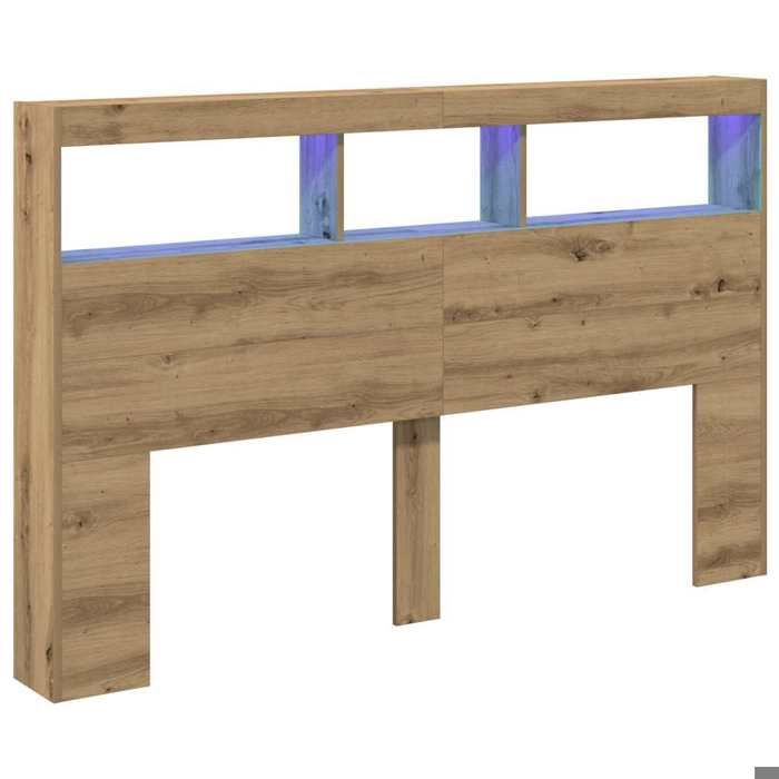 Armoire tête de lit - Panneau avec Rangement - avec LED chêne artisanal 160x17x102 cm(705721)ZLH